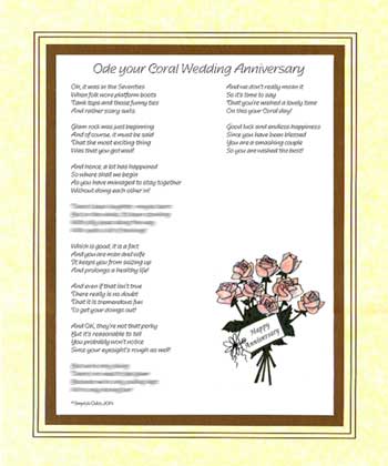 Ode on Your Coral Wedding Anniversary