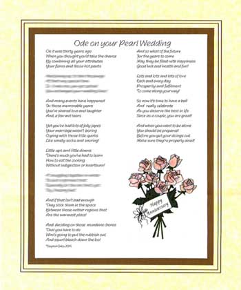 Ode on Your Pearl Wedding Anniversary
