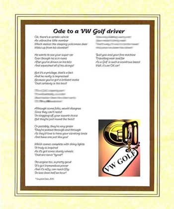 Ode to a VW Golf Driver