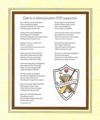 Ode to a Warwickshire Cricket Supporter