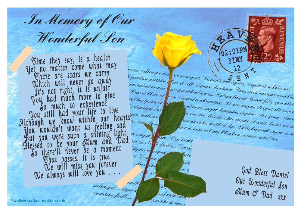 Blue Sky Postcard to Heaven Memorial