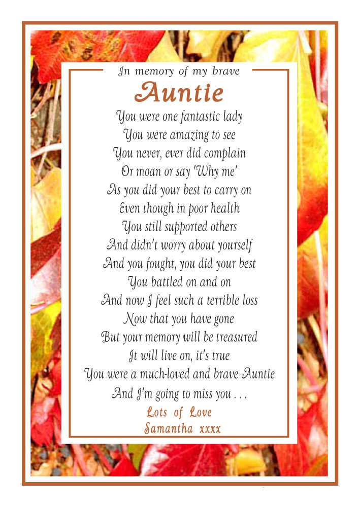 My Special Auntie - Memorial