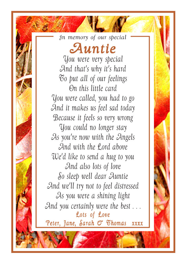 Our Special Auntie - Memorial