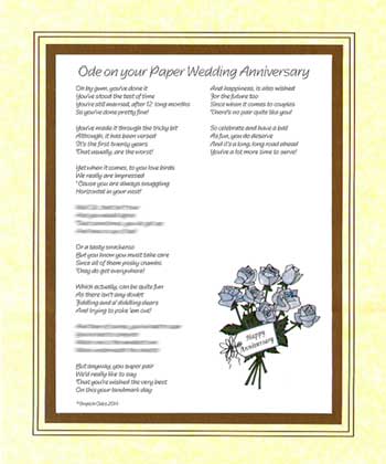 Ode on Your Paper Wedding Anniversary