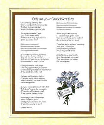 Ode on Your Silver Wedding Anniversary